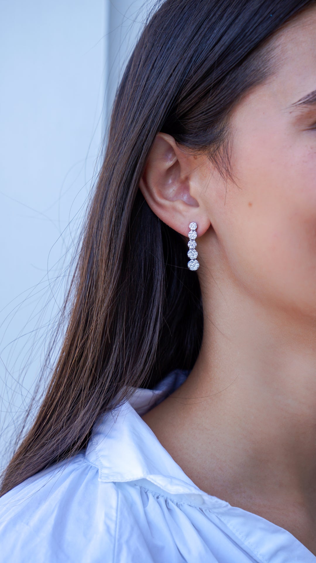 18k Illusion Diamond Line Earrings