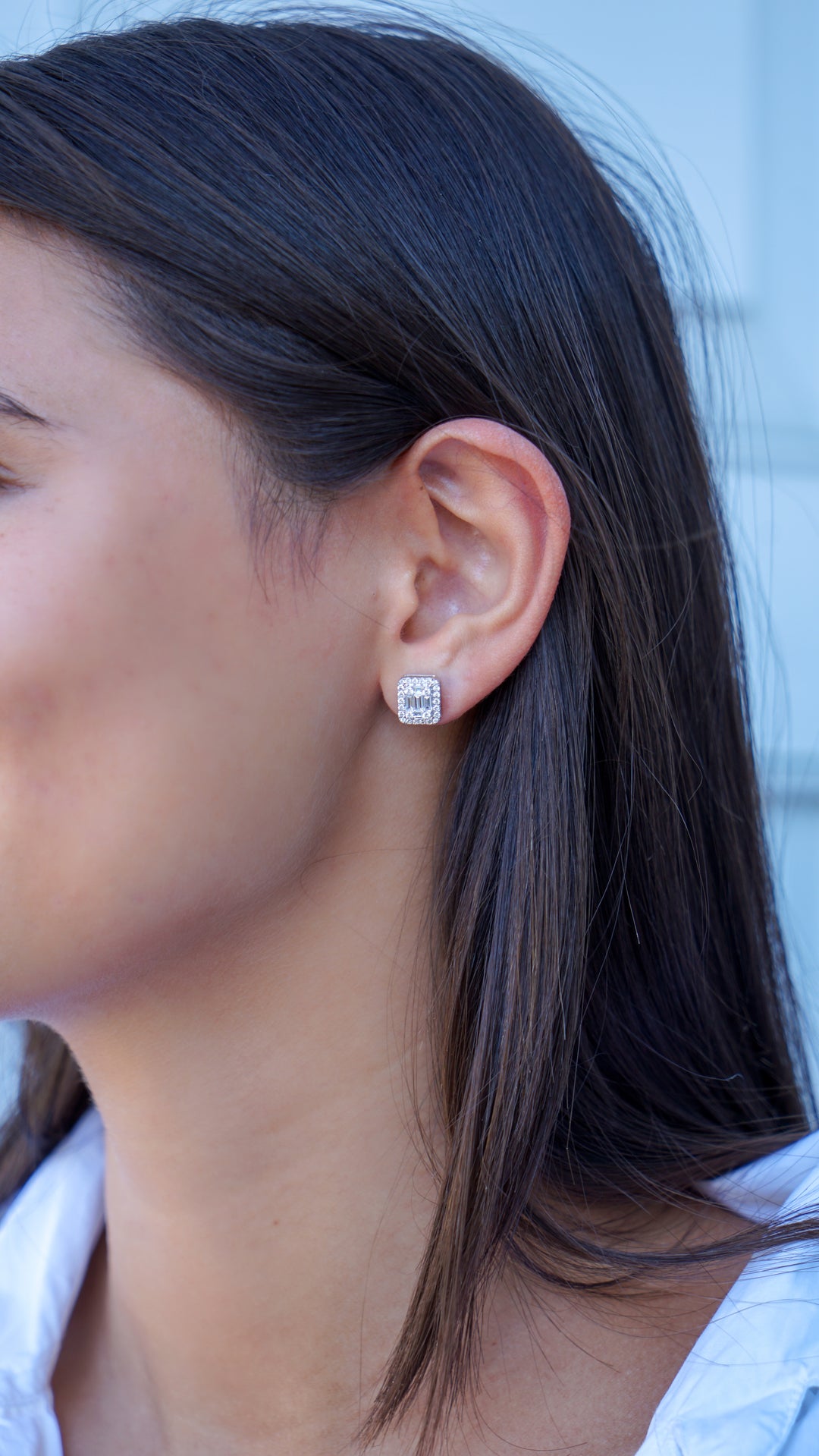 18k Illusion Diamond Stud Earrings
