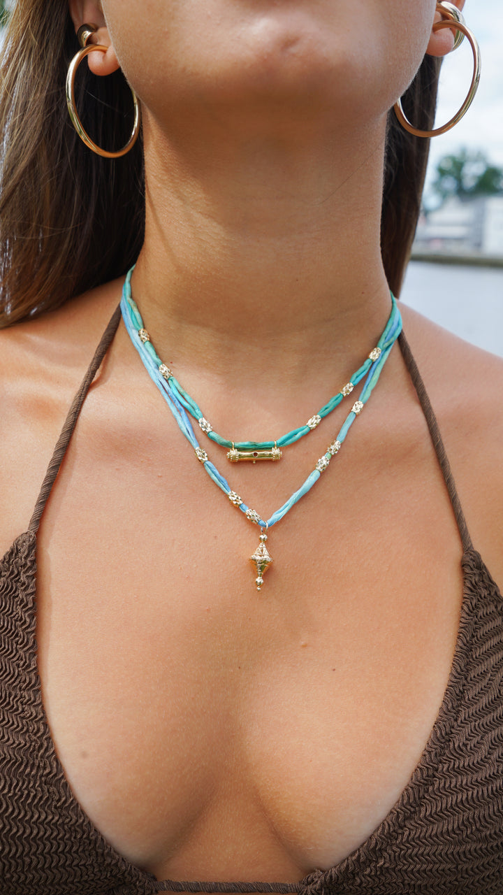 Blue Silk Jaipur Necklace
