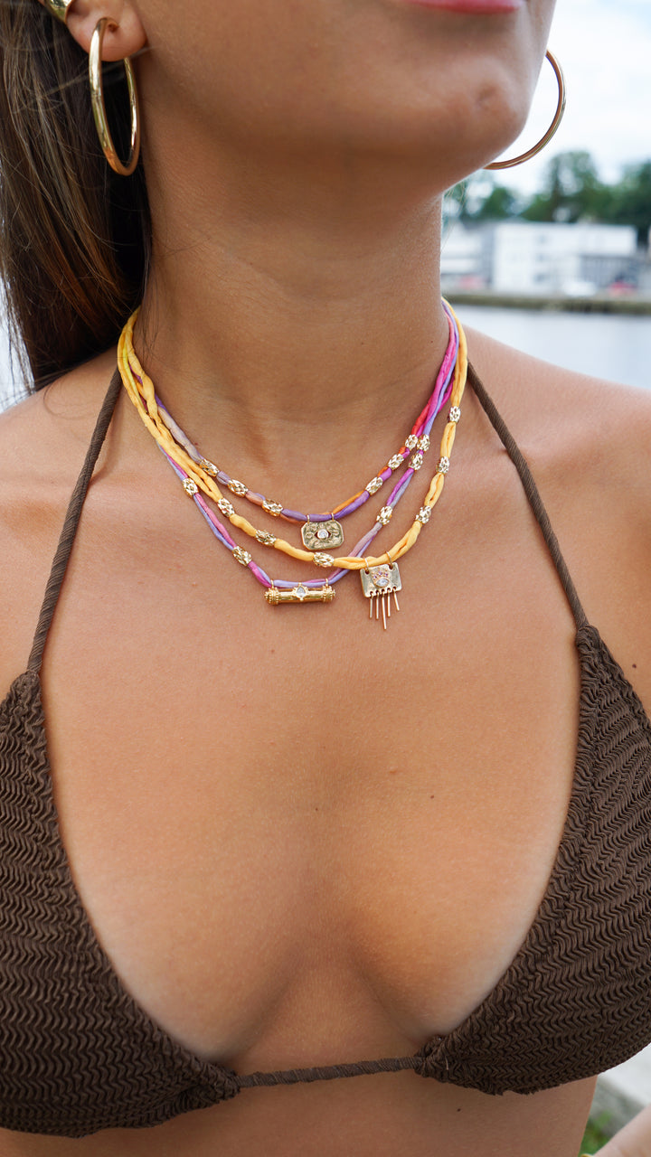 Yellow Silk Jaipur Necklace