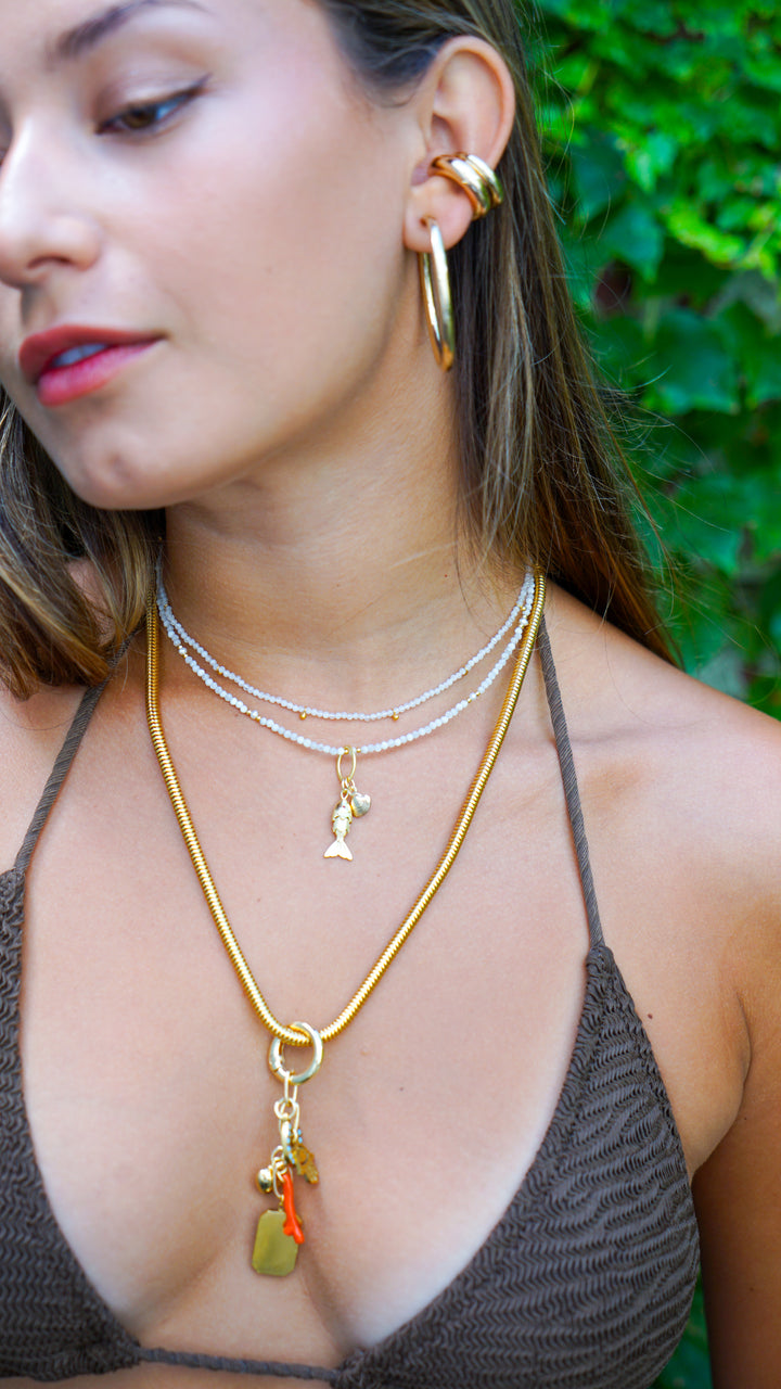 White Agate Choker with Nautical Charms