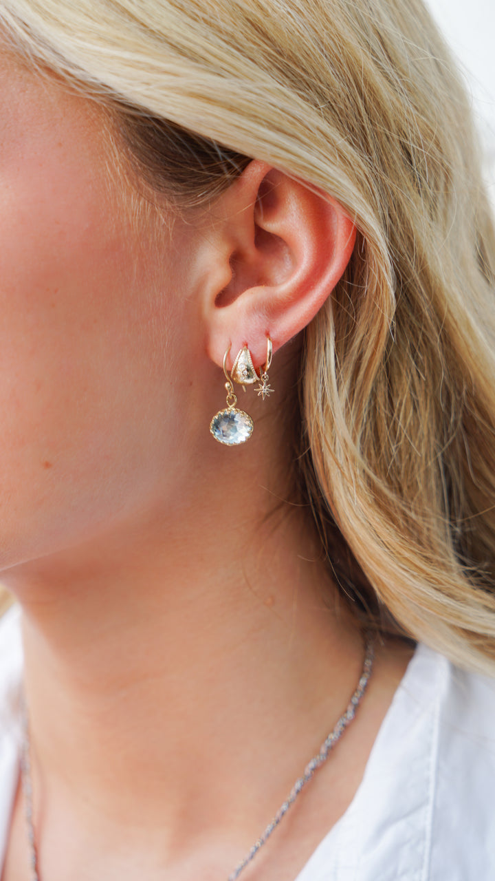 9k Midi Dome Diamond Scatter Hoop