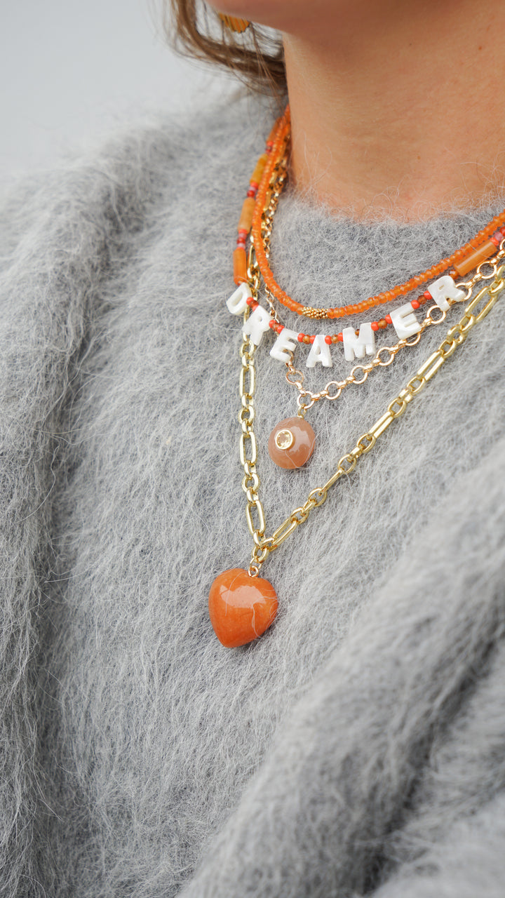Aventurine Heart Charm Necklace