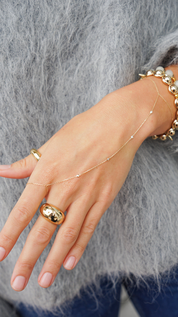 14k Hand Chain with Diamonds