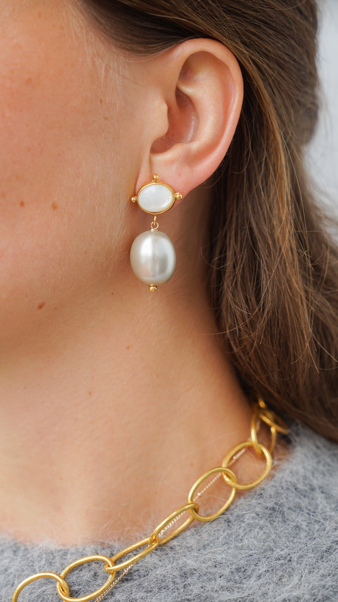 MOP and Pearl Drop Earrings