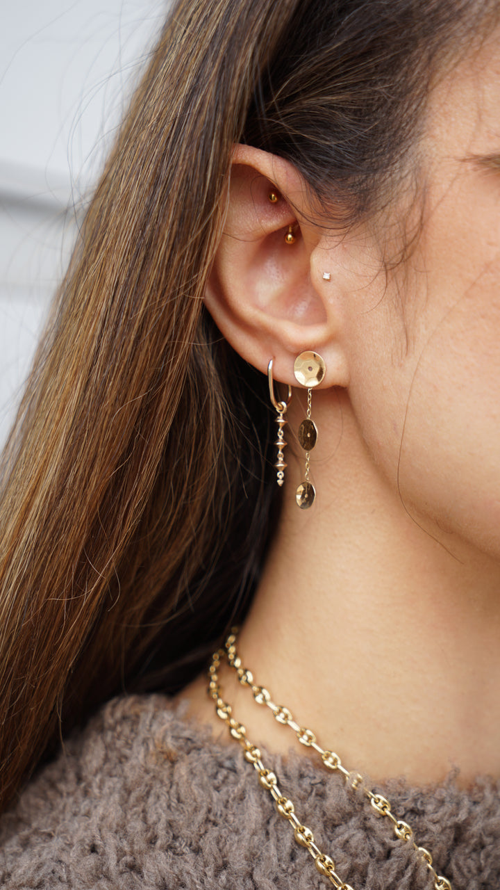 14k Sequin Drop Earrings