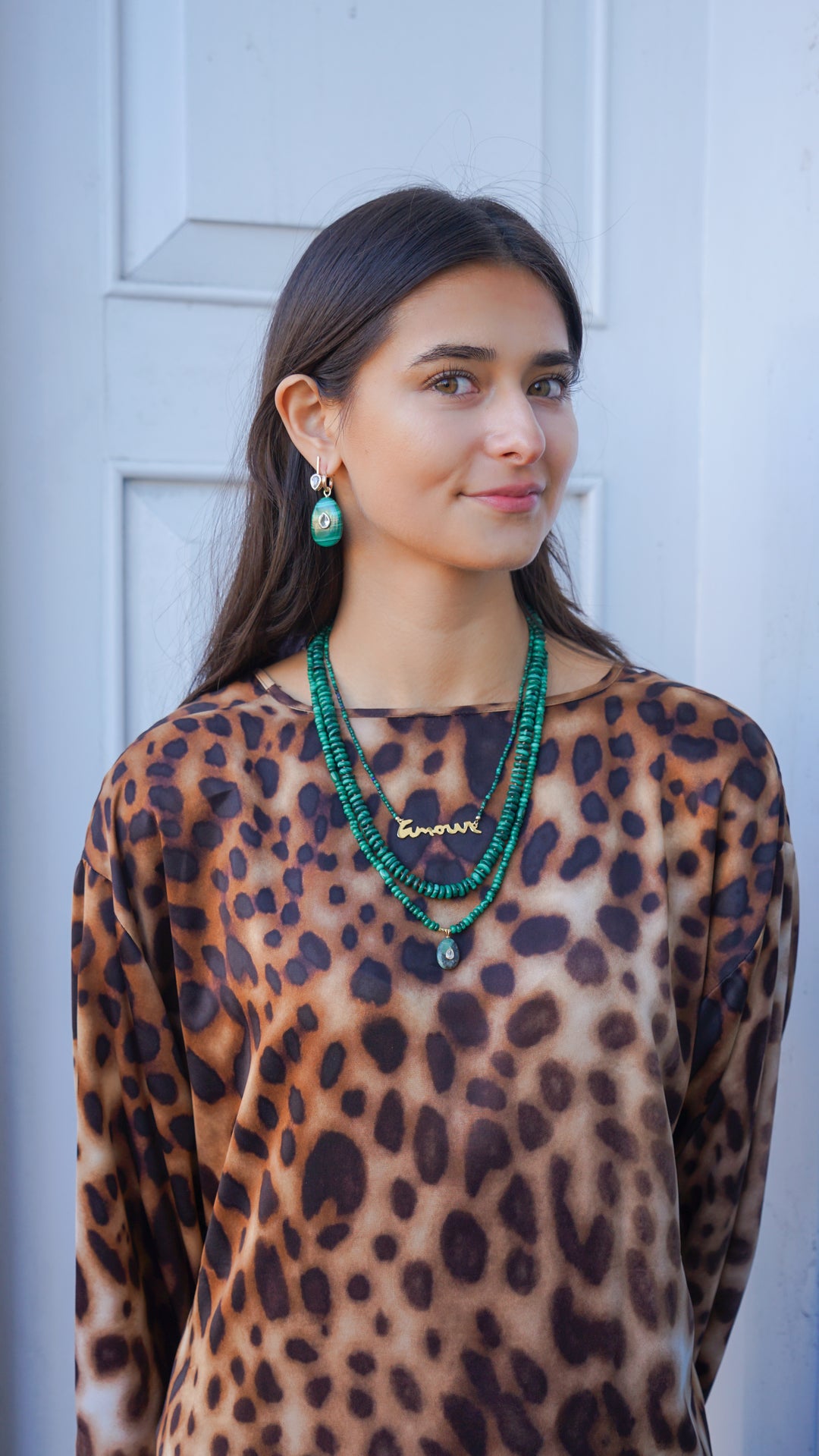 Malachite and Lapis Necklace with AMOUR Plate