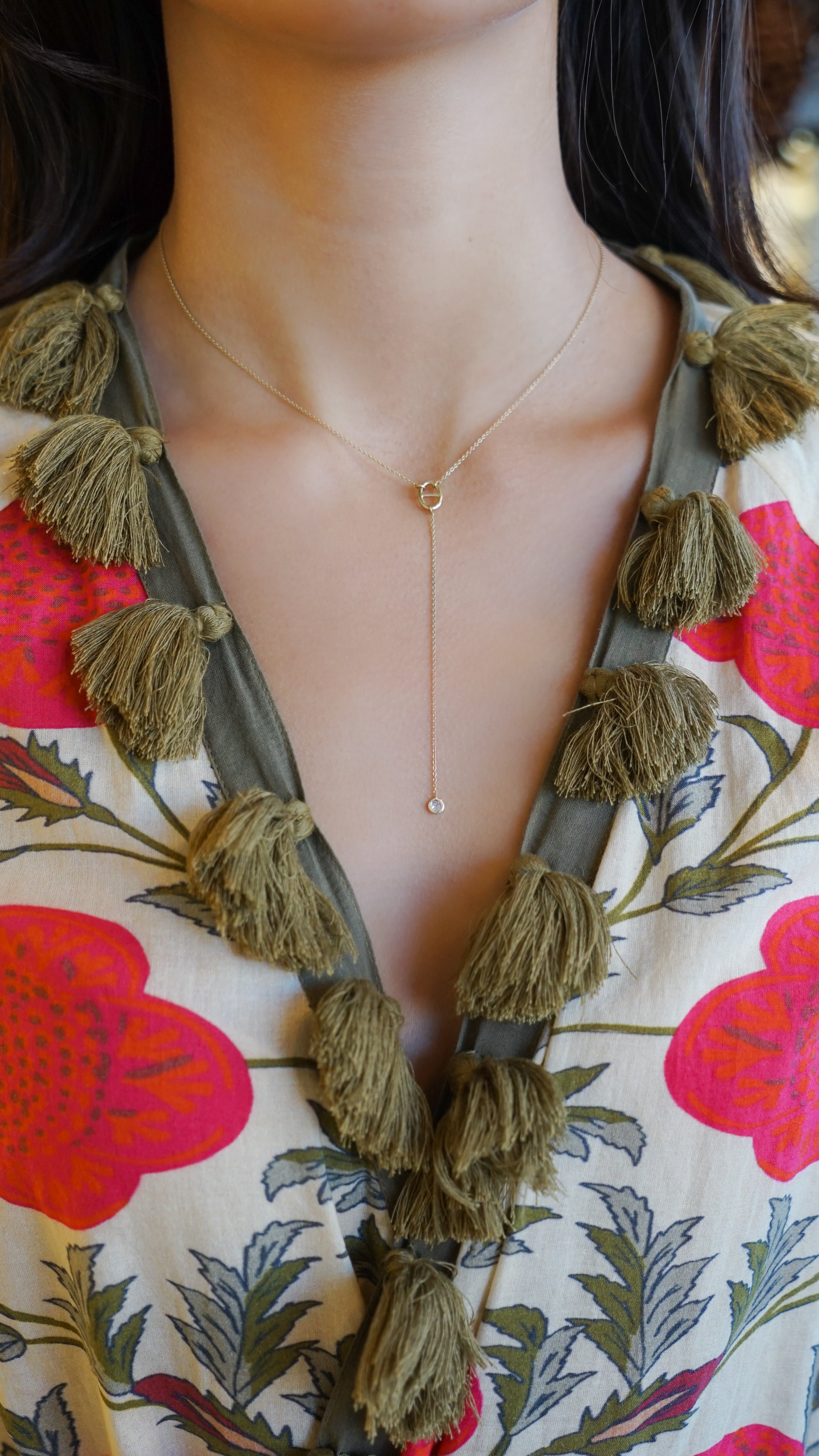14k Lariat with Mariner Link and Diamond