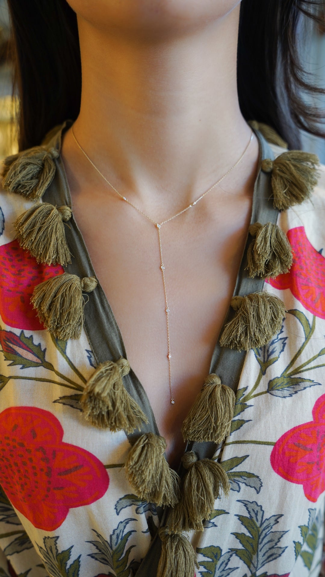 14k Diamond Lariat Necklace