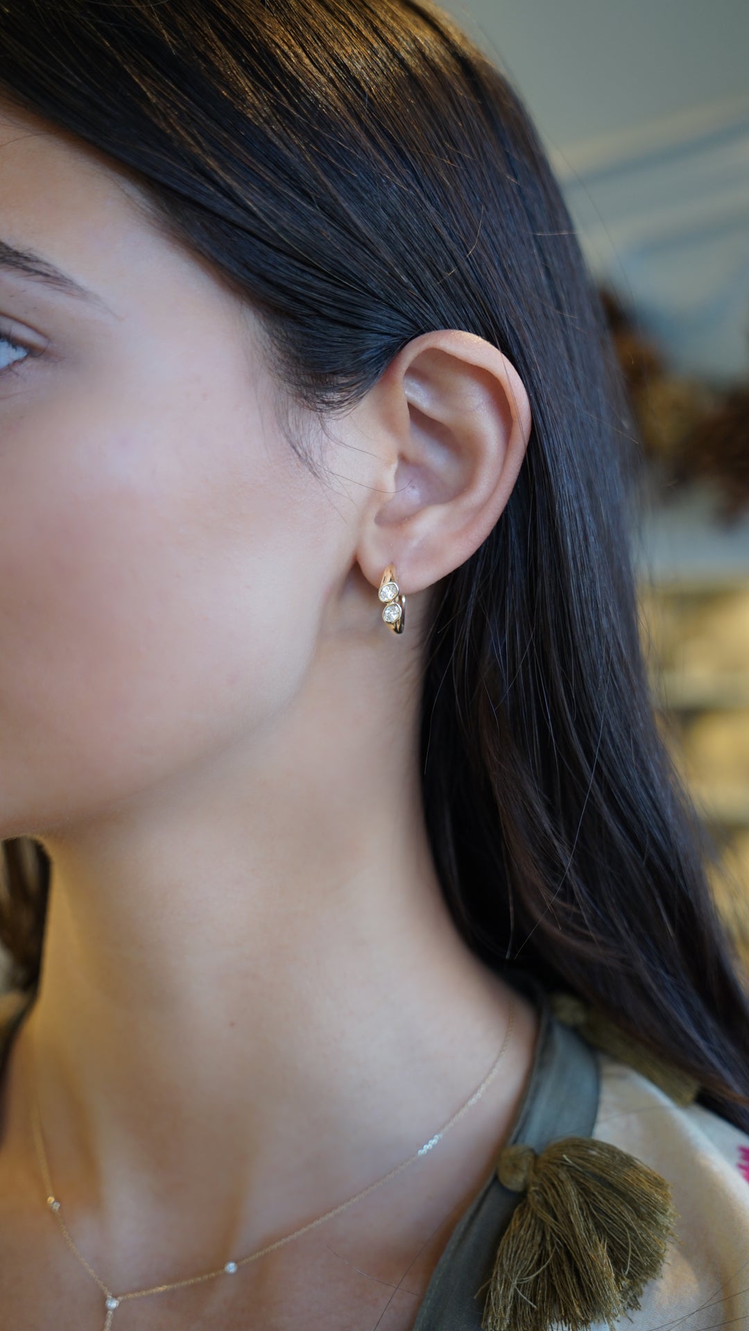 14k Hoop Earrings with Diamonds