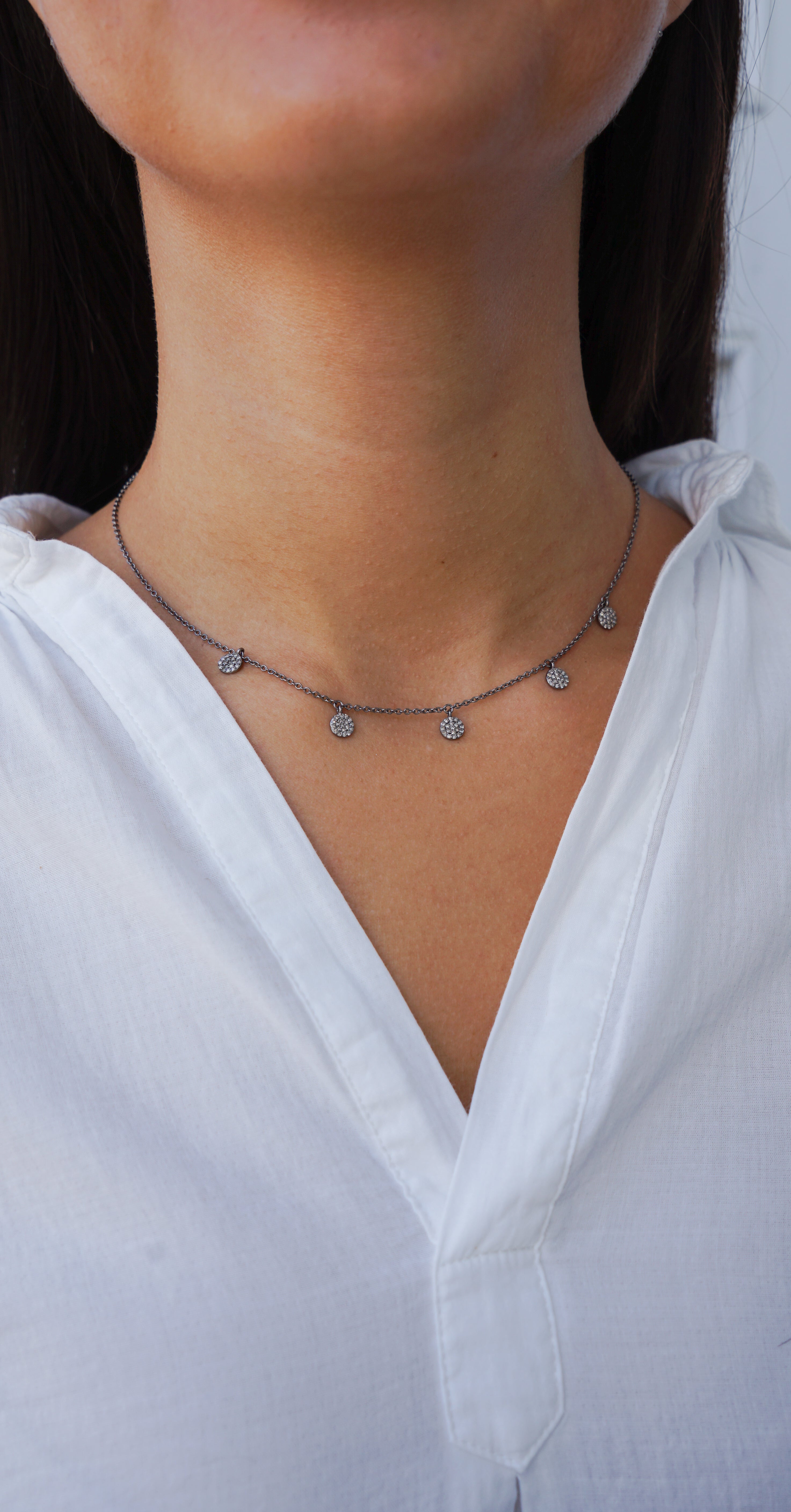 SS Circle Drop Necklace Diamonds
