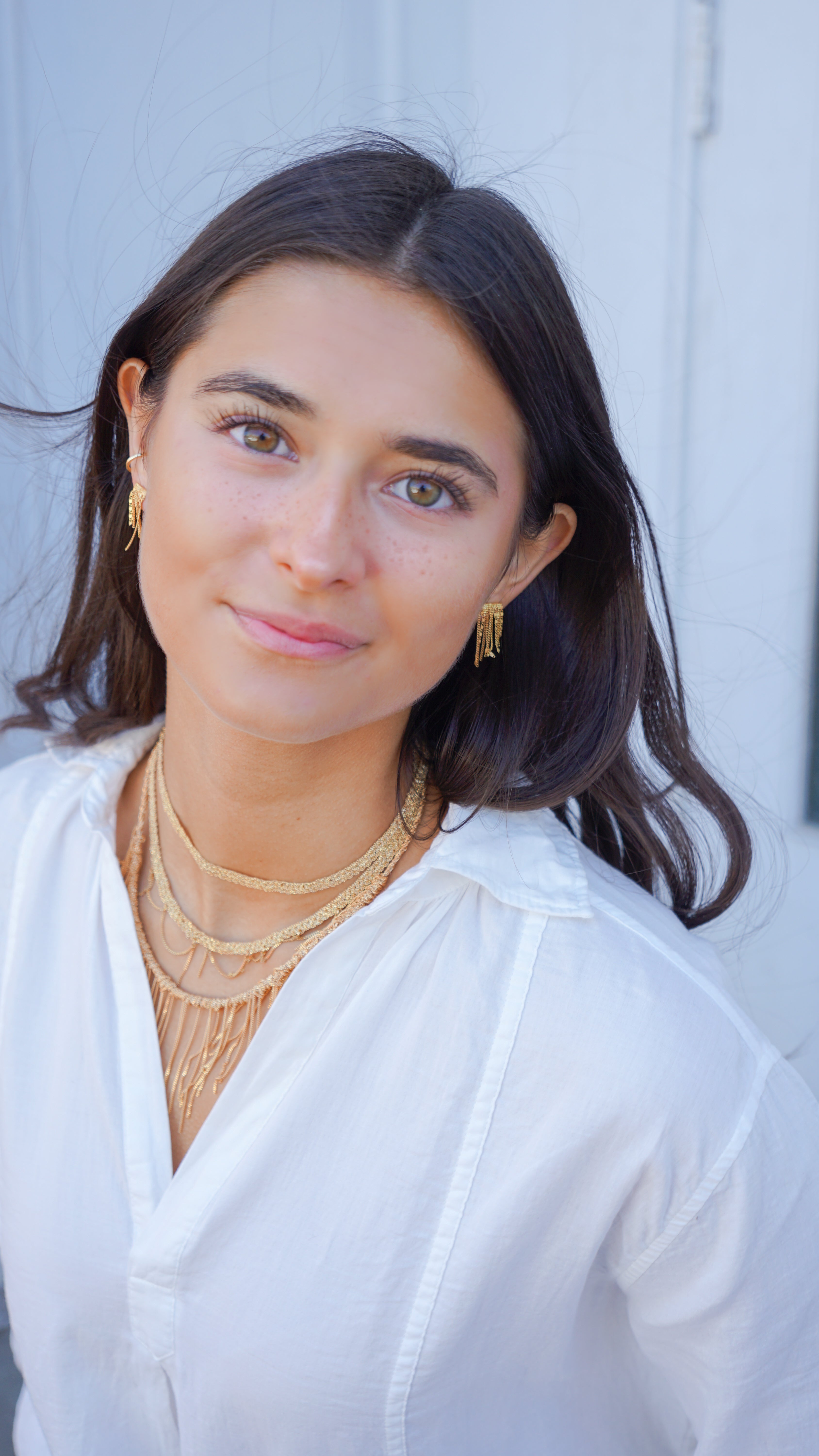 Gold Woven Chain Necklace with Various Chain Drops