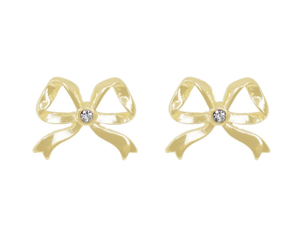 Gold Bow Studs with CZs