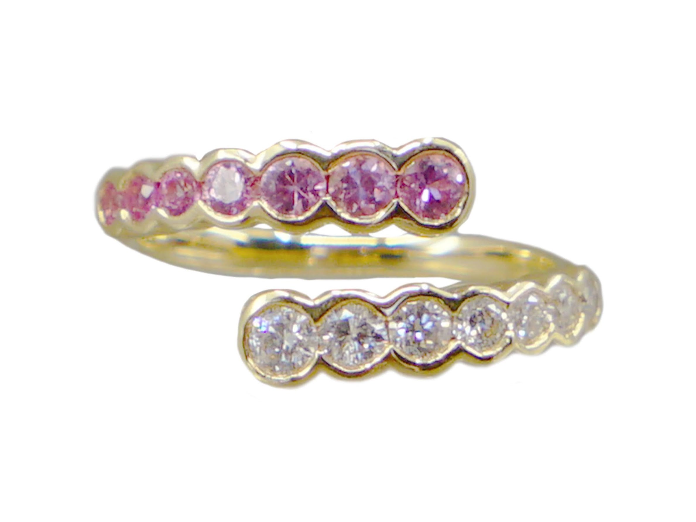 14k Pink Sapphire and Diamond Wrap Ring