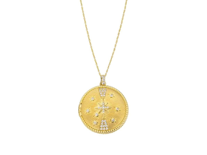 Gold and CZ Locket Necklace