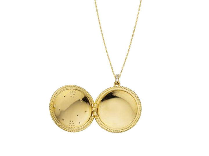 Gold and CZ Locket Necklace