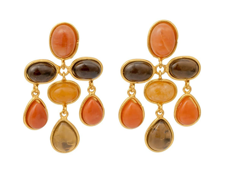 Orange and Brown Drop Earrings