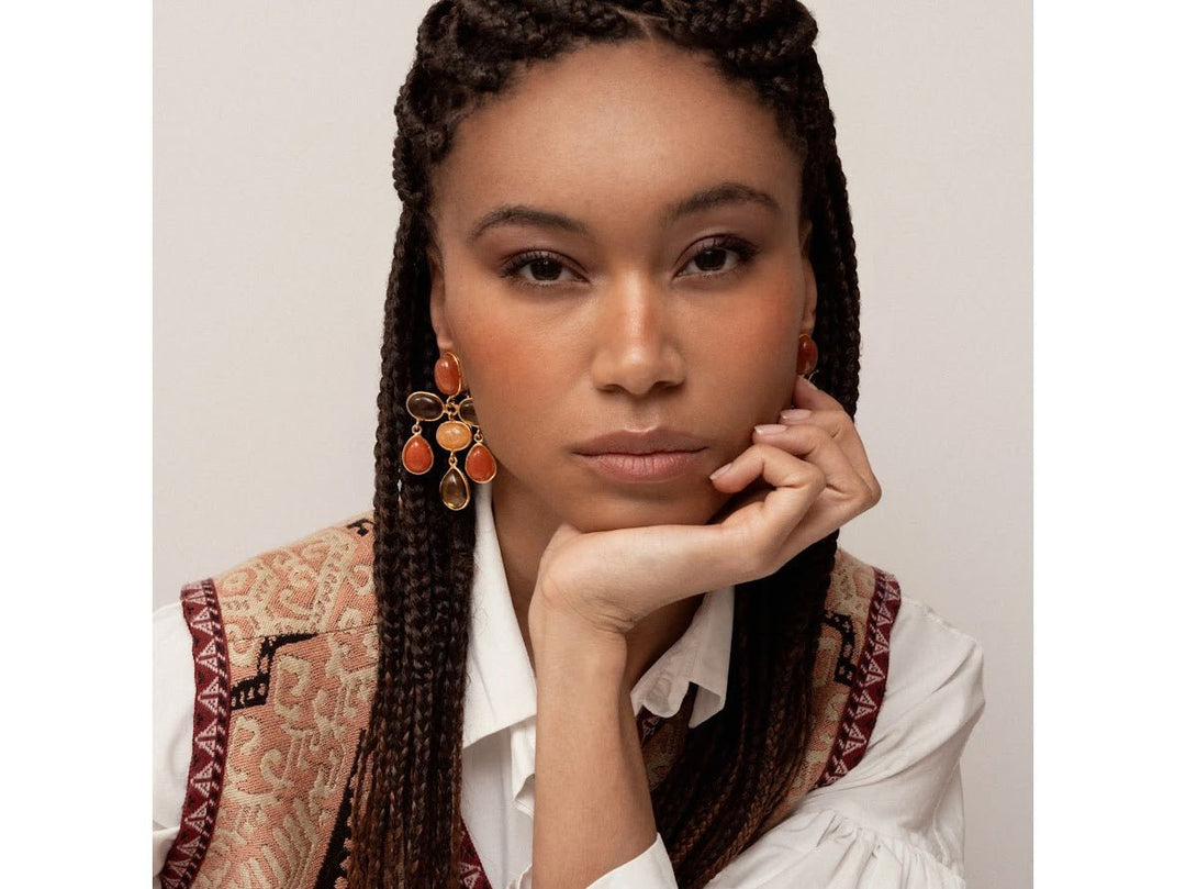 Orange and Brown Drop Earrings