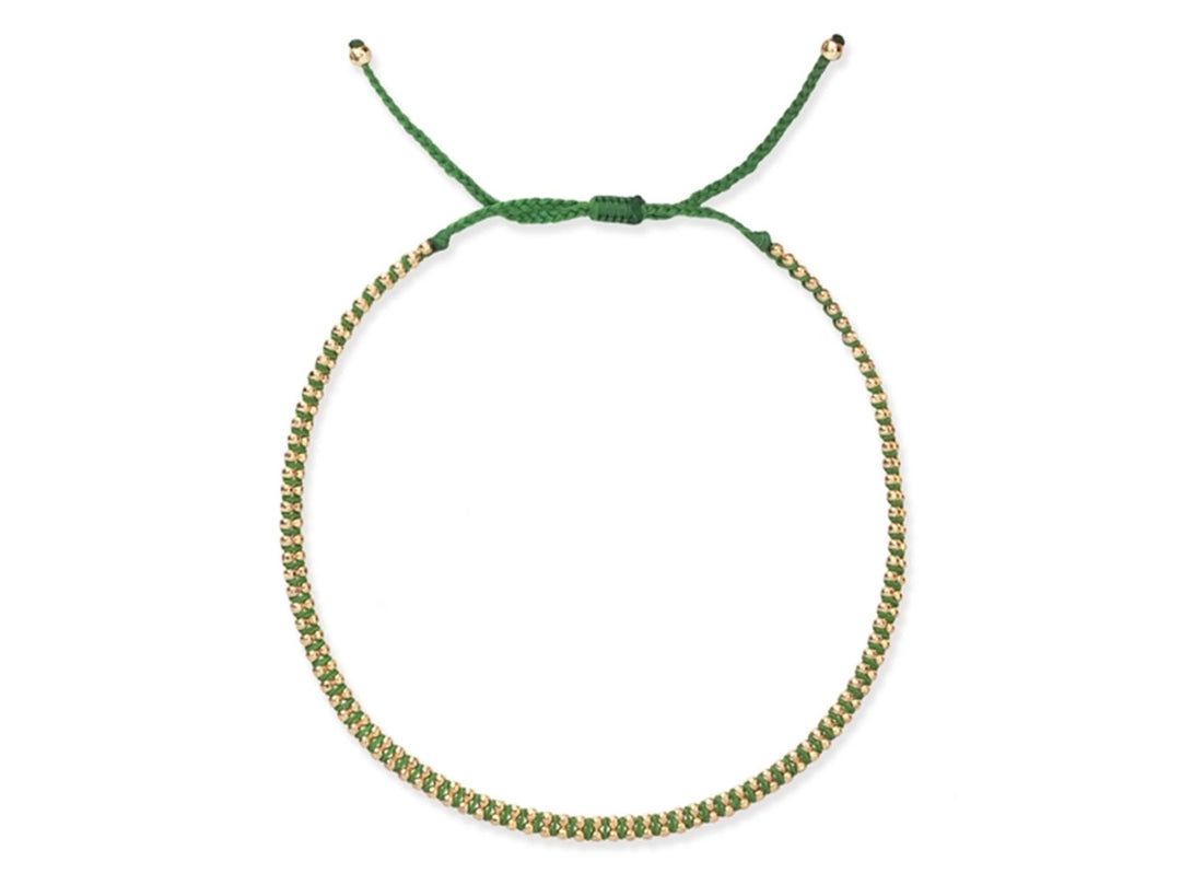 Handmade Green Woven Gold Chain Bracelet
