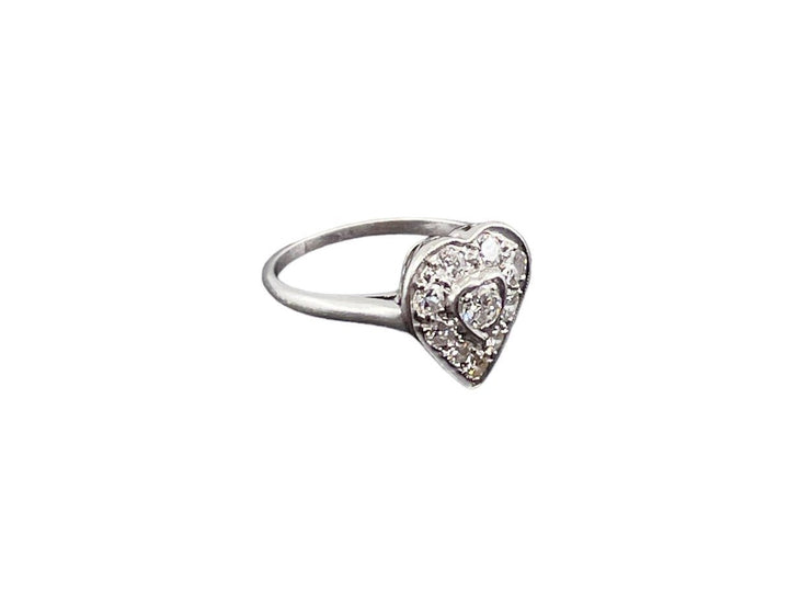 Platinum Victorian Diamond Heart Ring