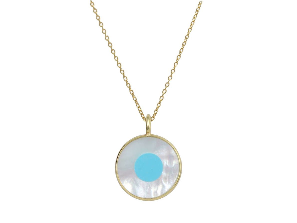 MOP and Turquoise Abstract Evil Eye Charm Necklace