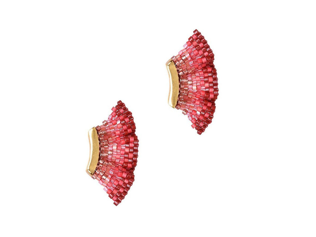 Ombre Pink Ruffled Beaded Earrings