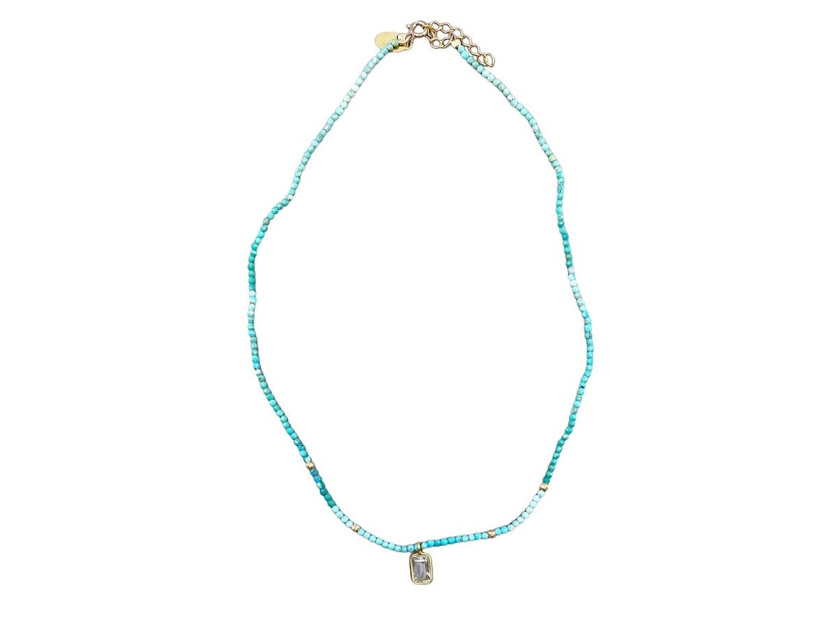 Turquoise and Blue Topaz Charm Necklace