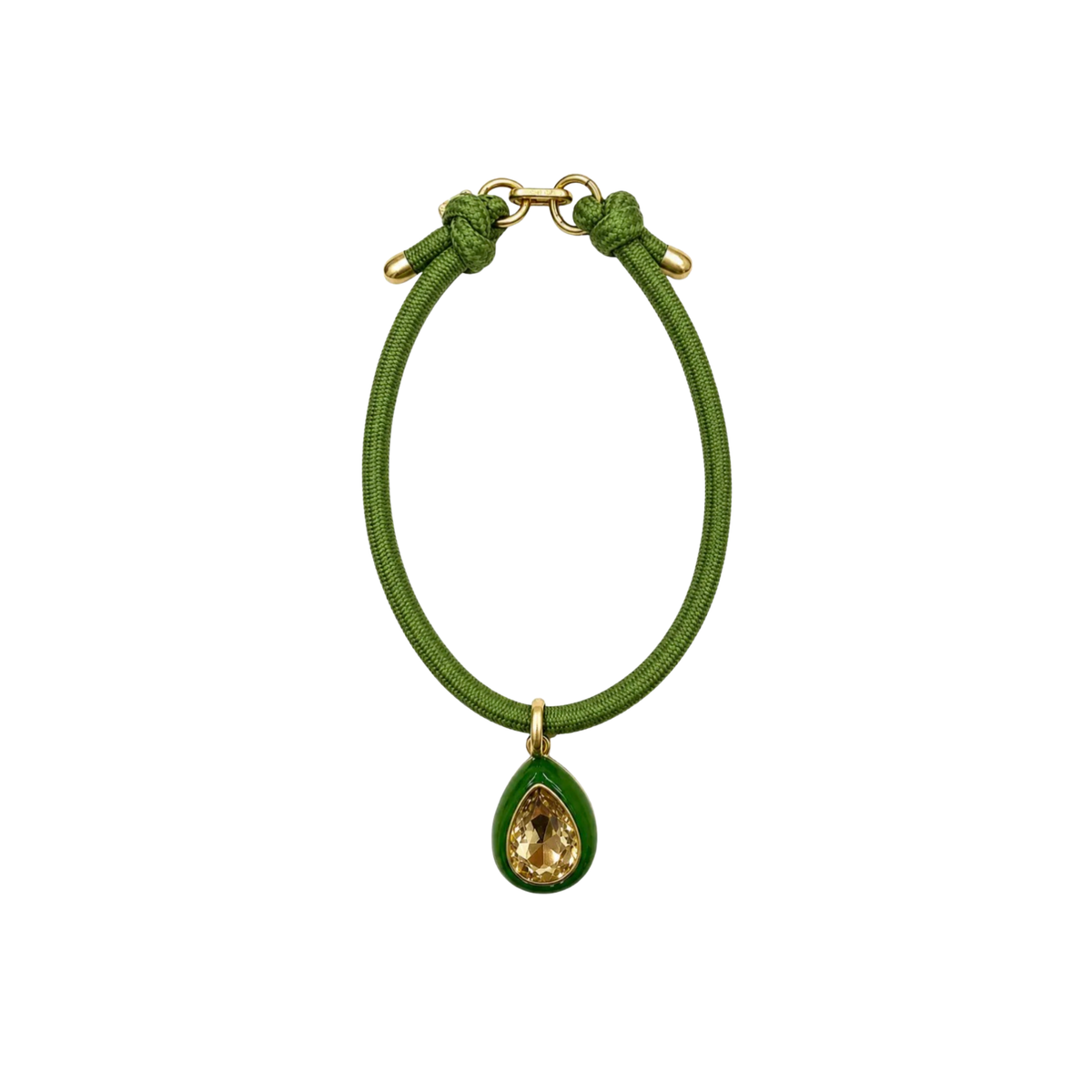 Green Resin and Topaz Crystal Charm Necklace