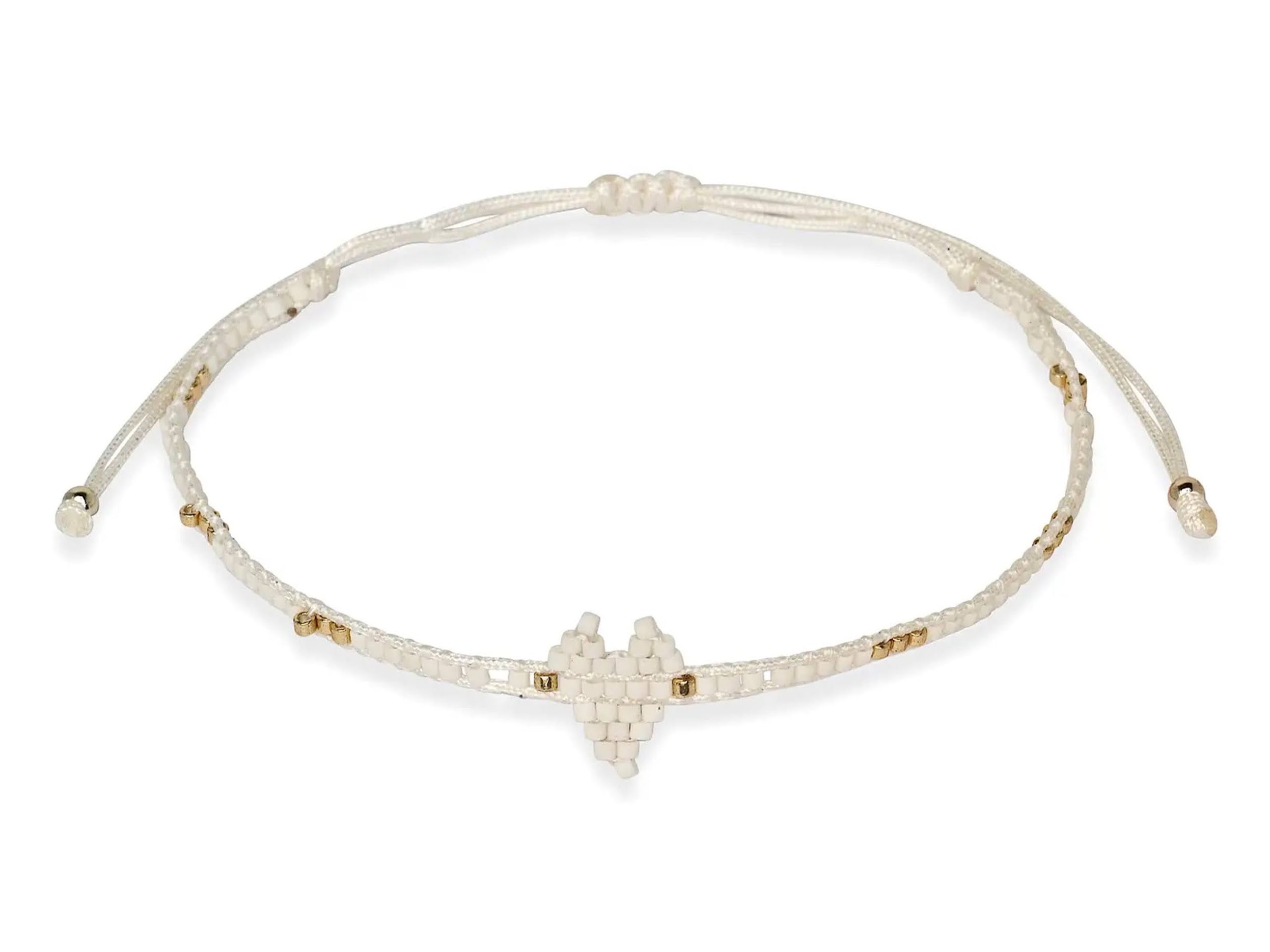 Beaded White Heart Bracelet