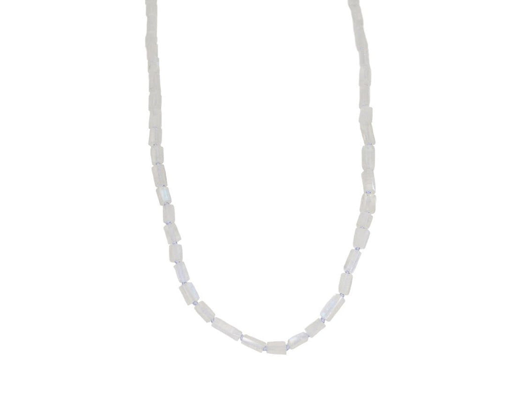 Tube-Shaped Faceted Moonstone Strand Necklace
