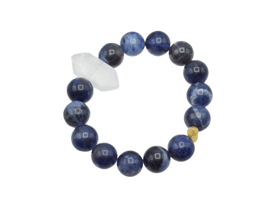 Sodalite Bracelet with Clear Crystal Double Points