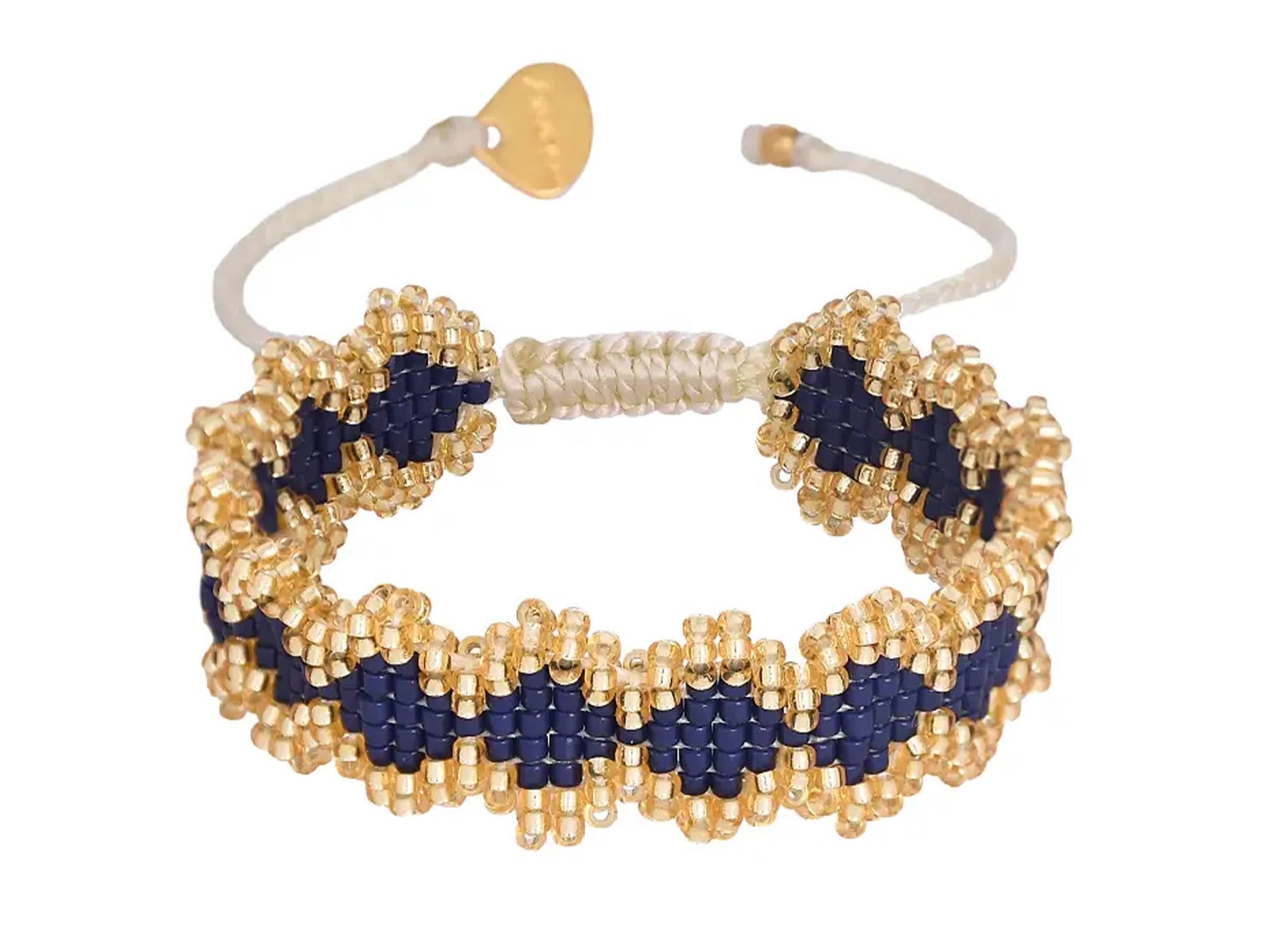 Blue and Gold Beaded Bracelet