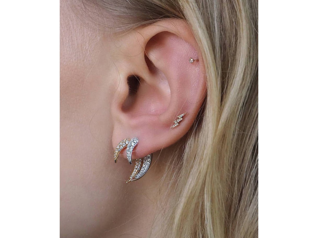 Silver Tusk Ear Jacket Earrings
