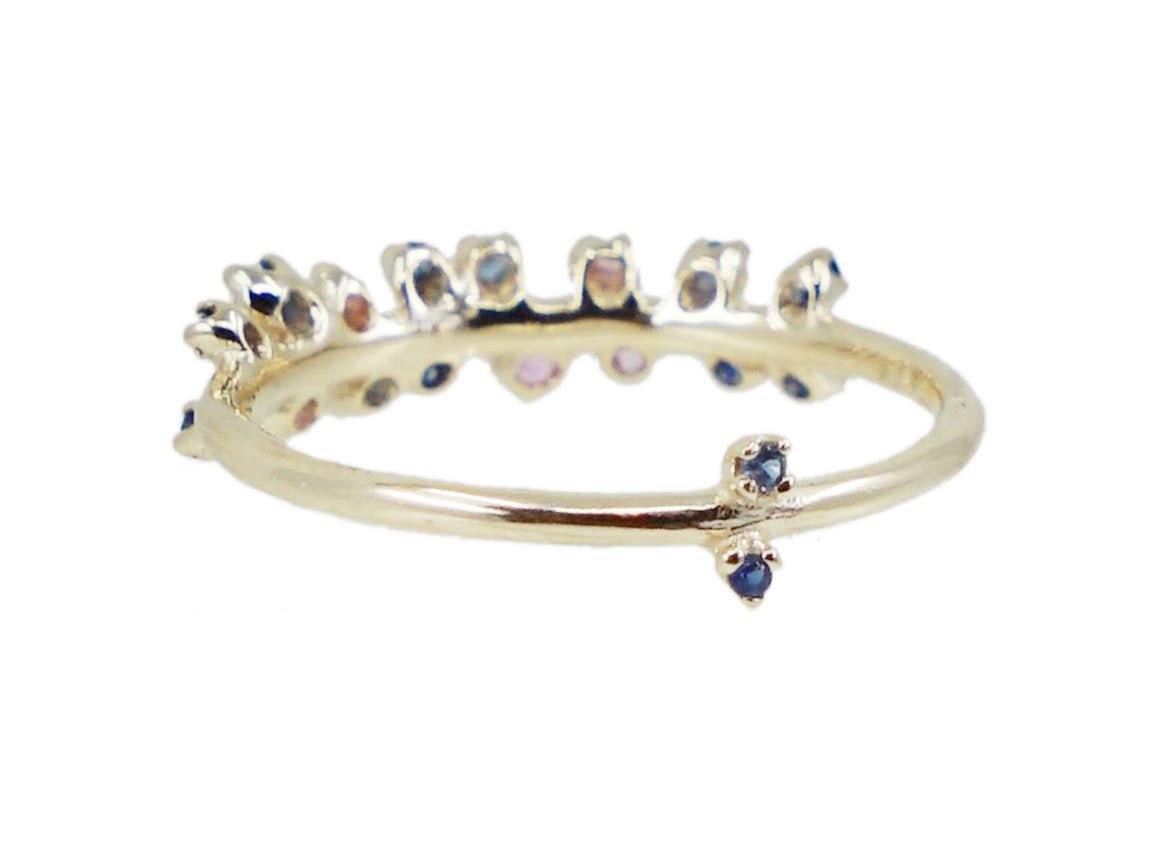 14k Blue and Pink Sapphire Ring