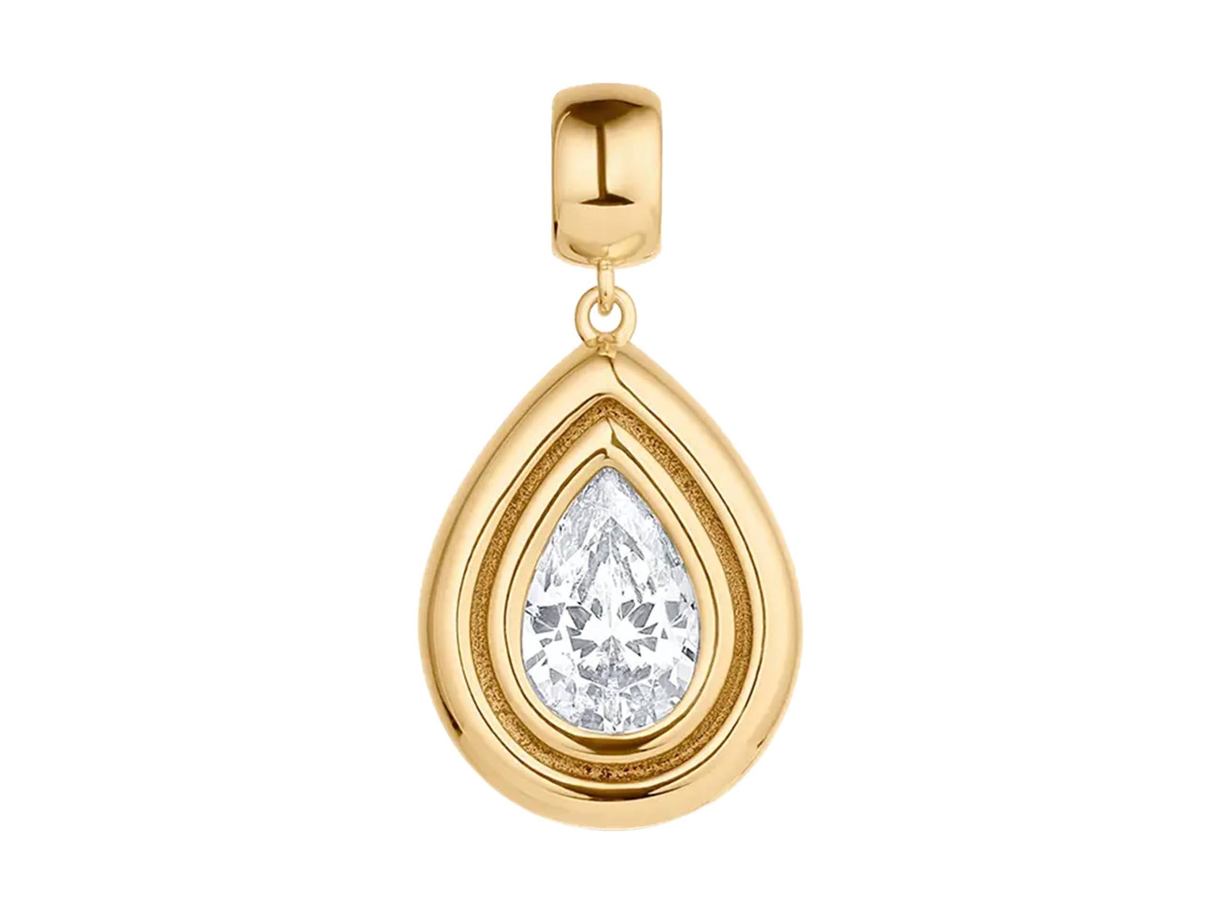 Gold Teardrop Charm with CZ