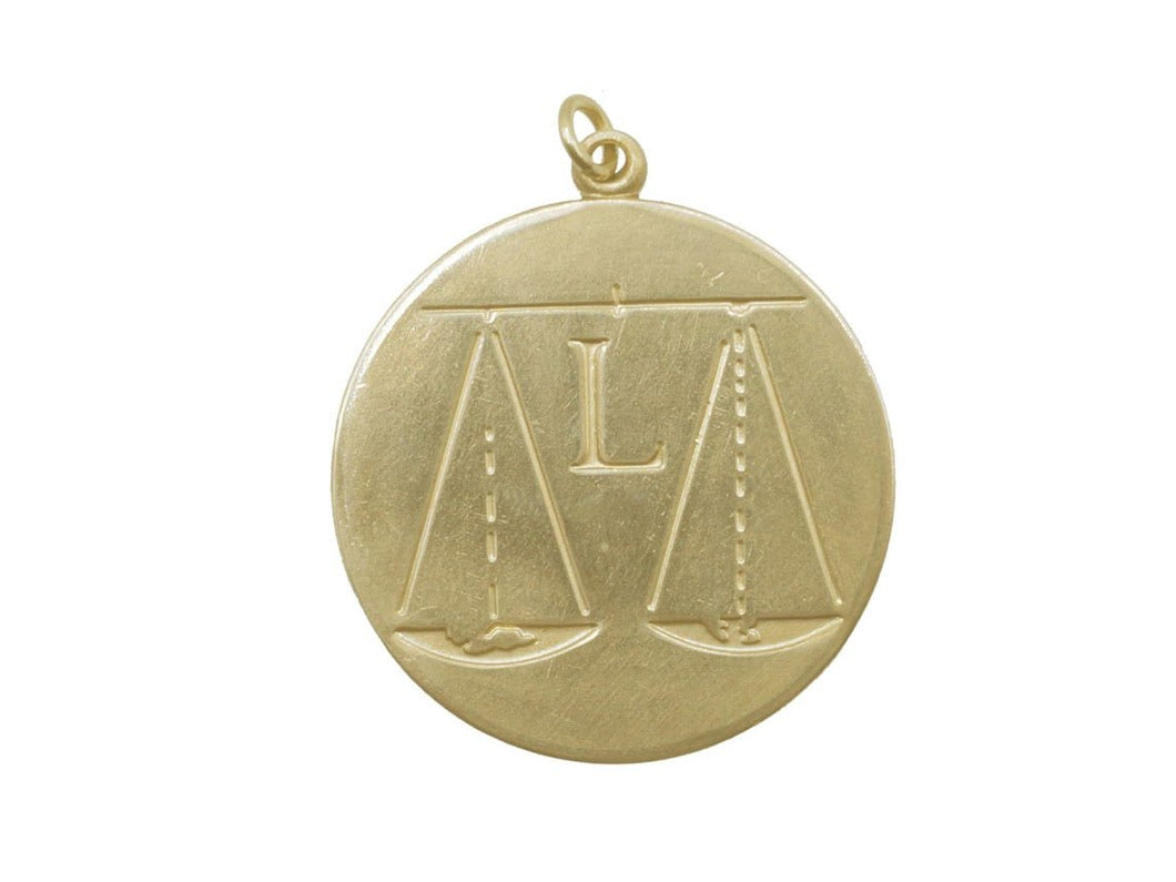 Vintage Circle Libra Charm with Capital Letter