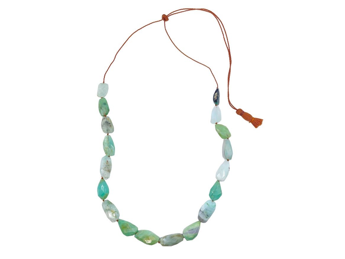 Chunky Chrysoprase Necklace on Silk