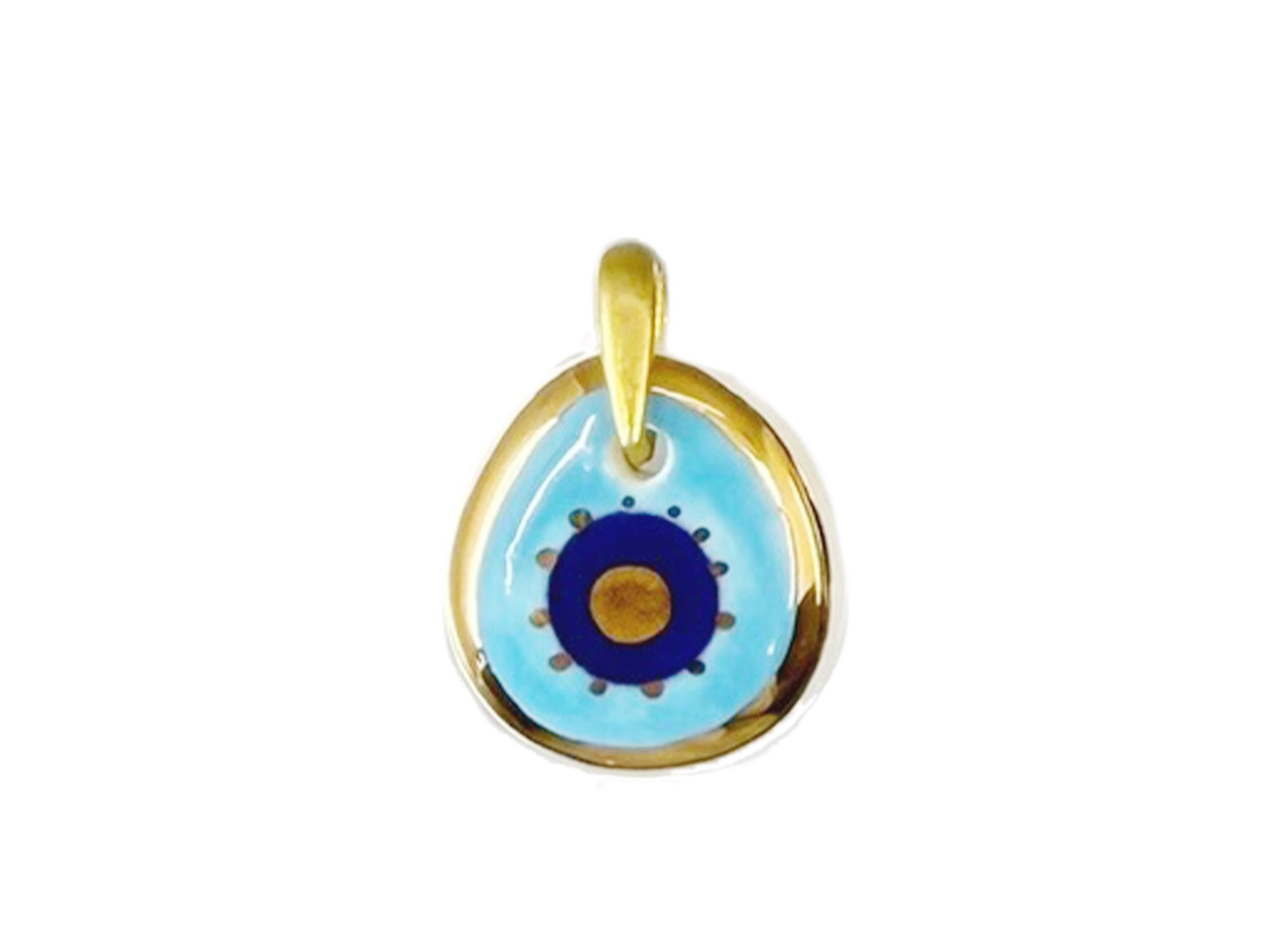 Handpainted Italian Porcelain Blue and Navy Evil Eye Charm
