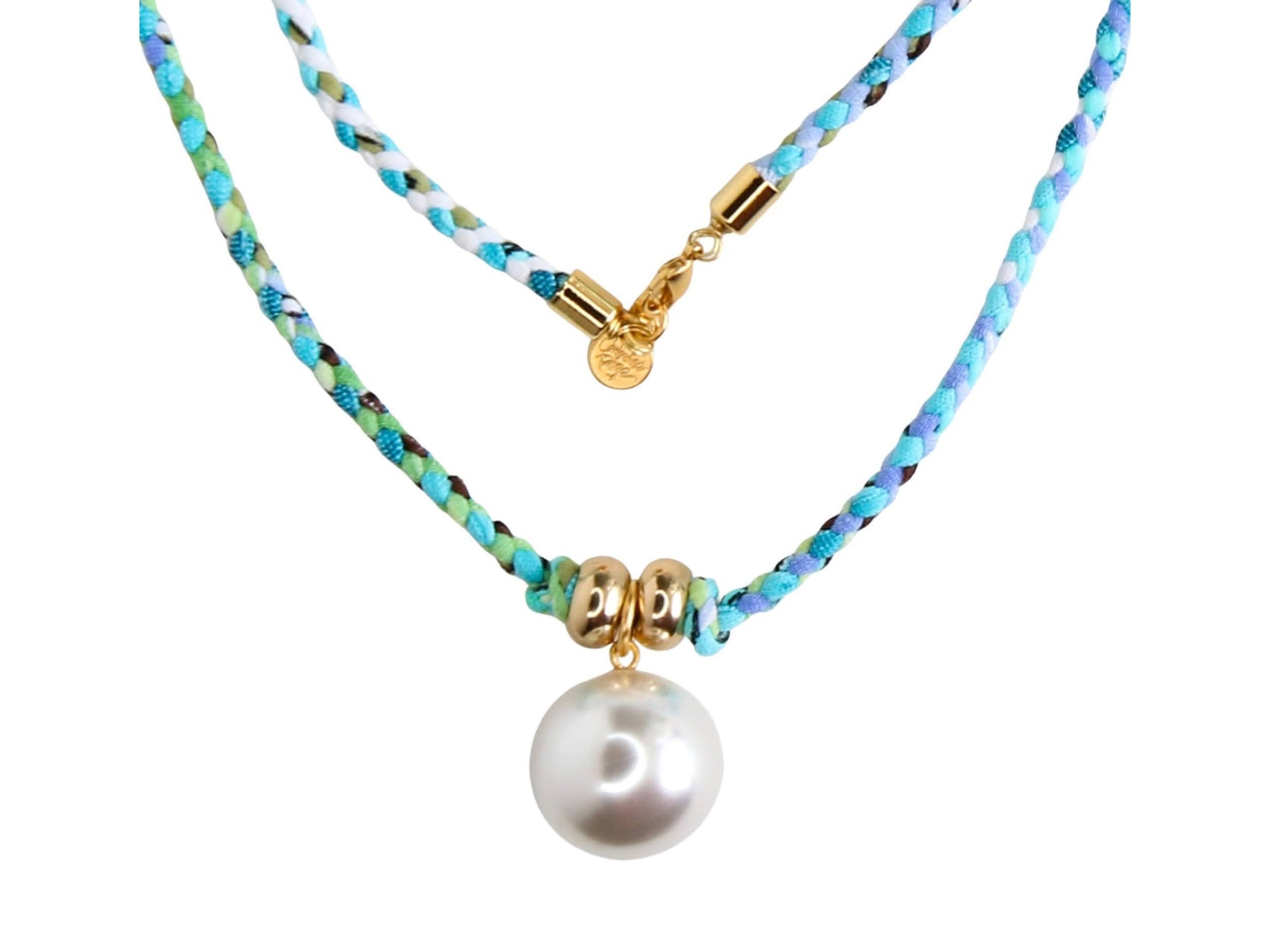 Turquoise Braided Necklace with Pearl