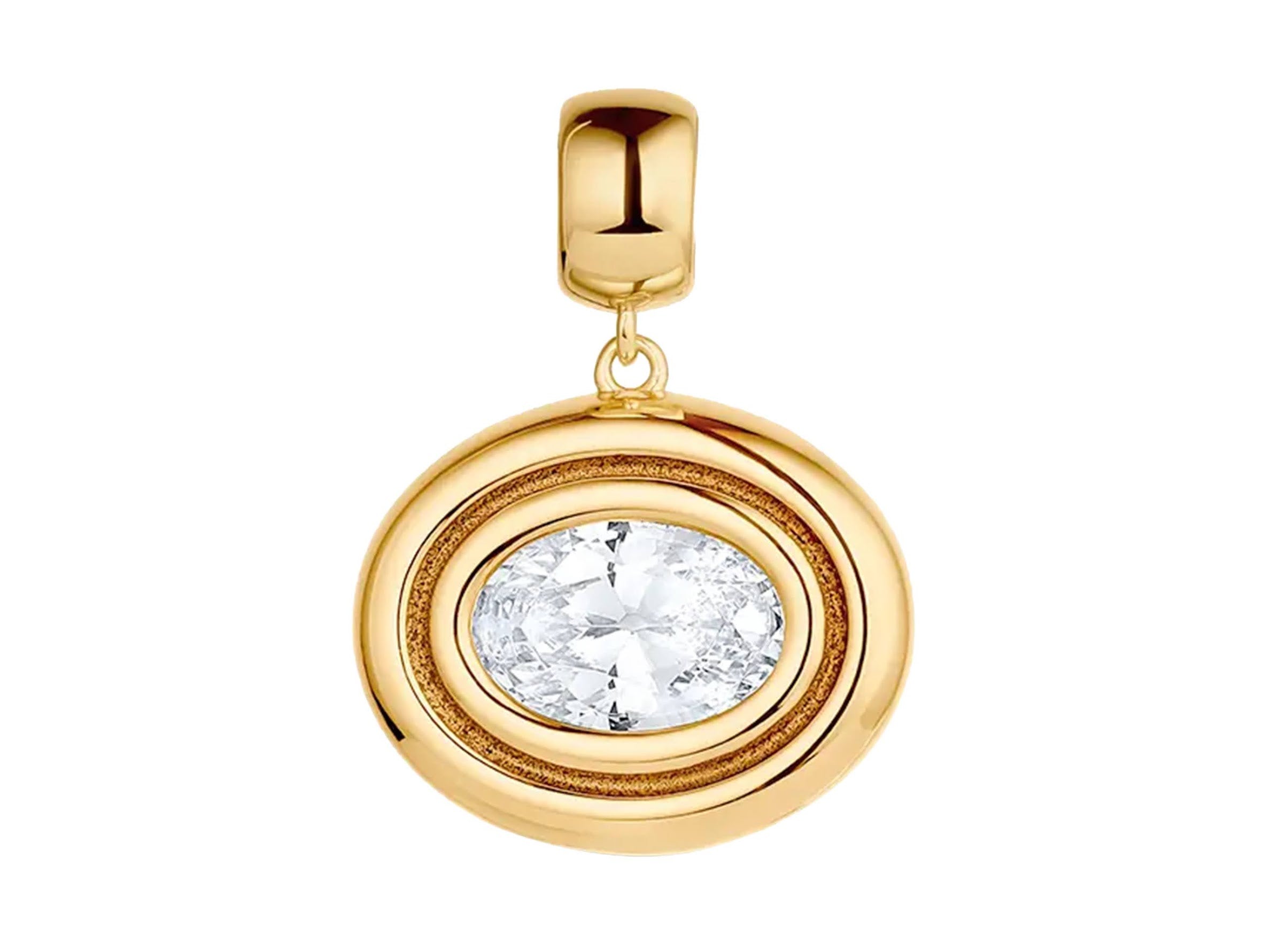 Gold Oval Charm with CZ