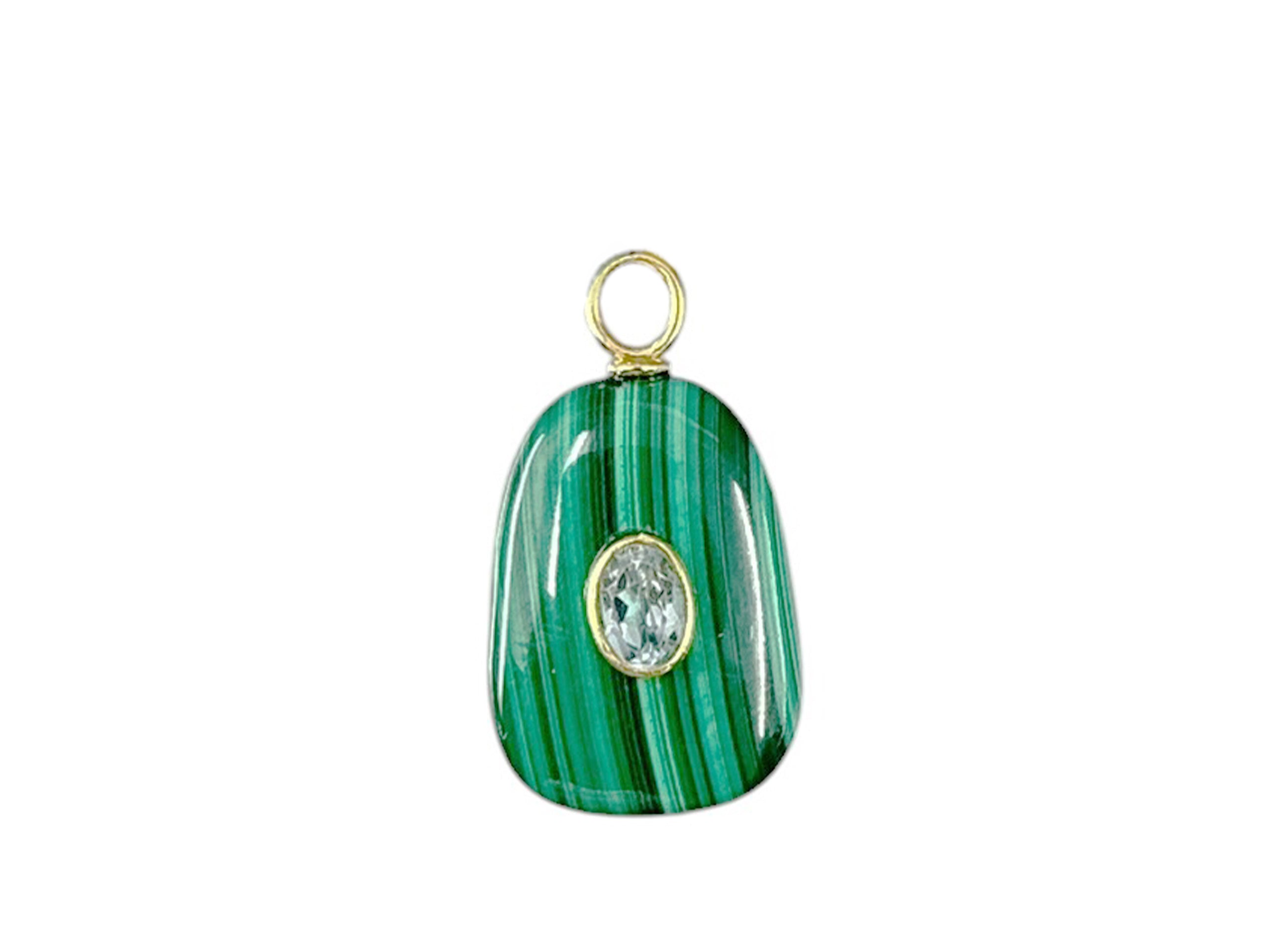Malachite Charm with Oval Blue Topaz