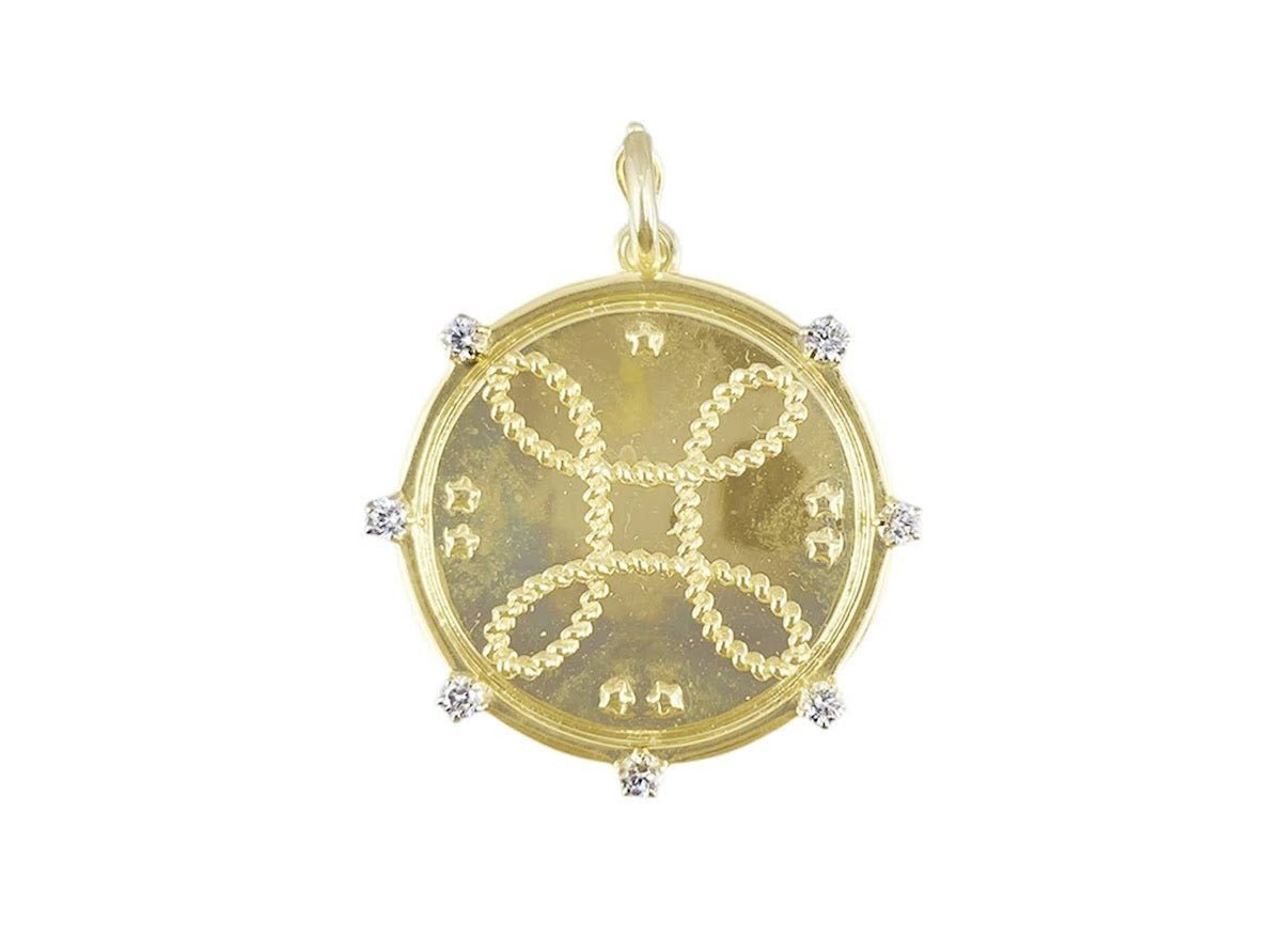 14k Large Round Pendant with Diamonds