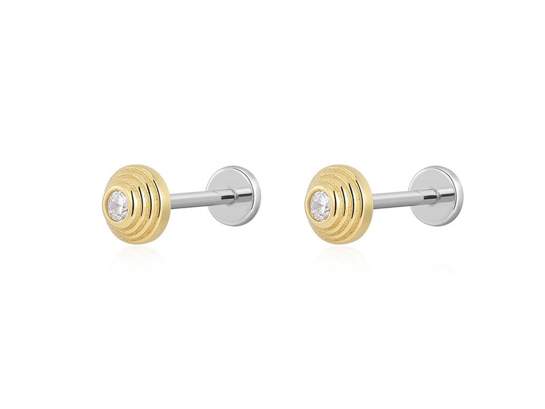 Gold Step Cut Studs with CZs.