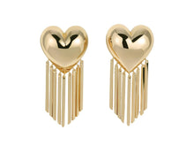 Load image into Gallery viewer, Gold Heart Stud Earrings with Fringe
