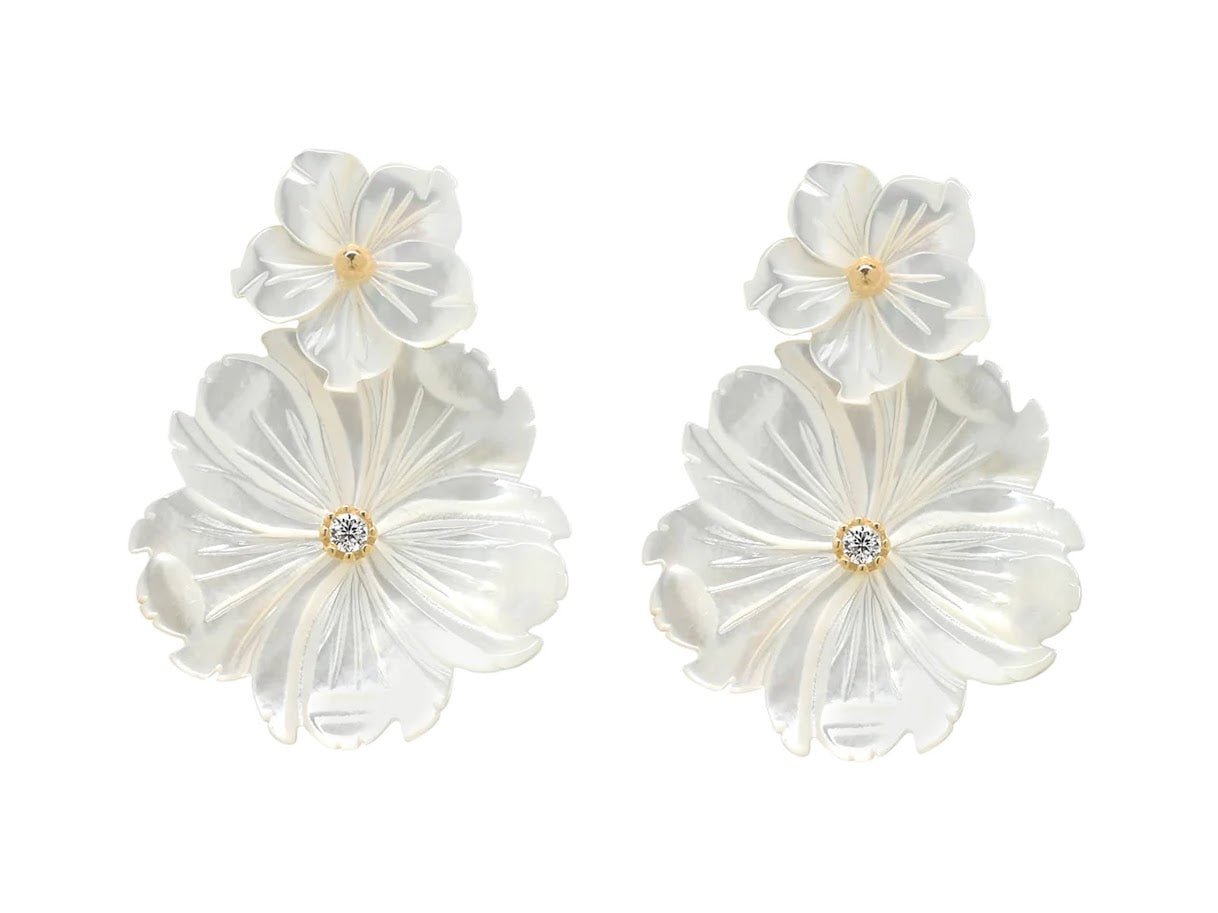 Two-in-One Double MOP Flower Earrings