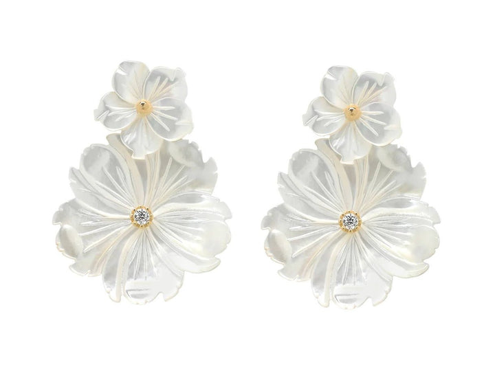 Two-in-One Double MOP Flower Earrings