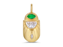 Load image into Gallery viewer, 14k Diamond and Emerald Scarab Pendant
