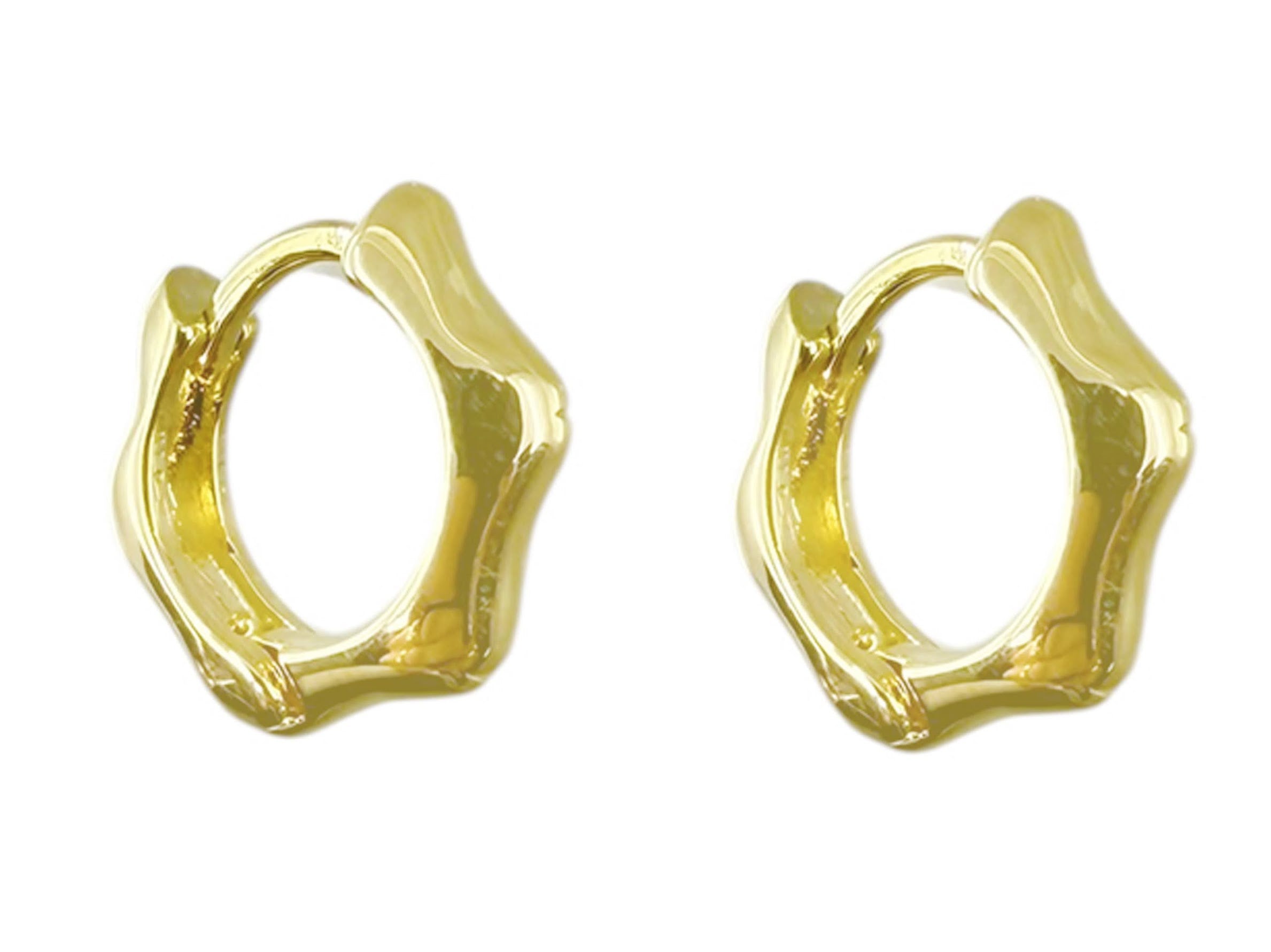 Gold Bamboo Clicker Hoop Earrings