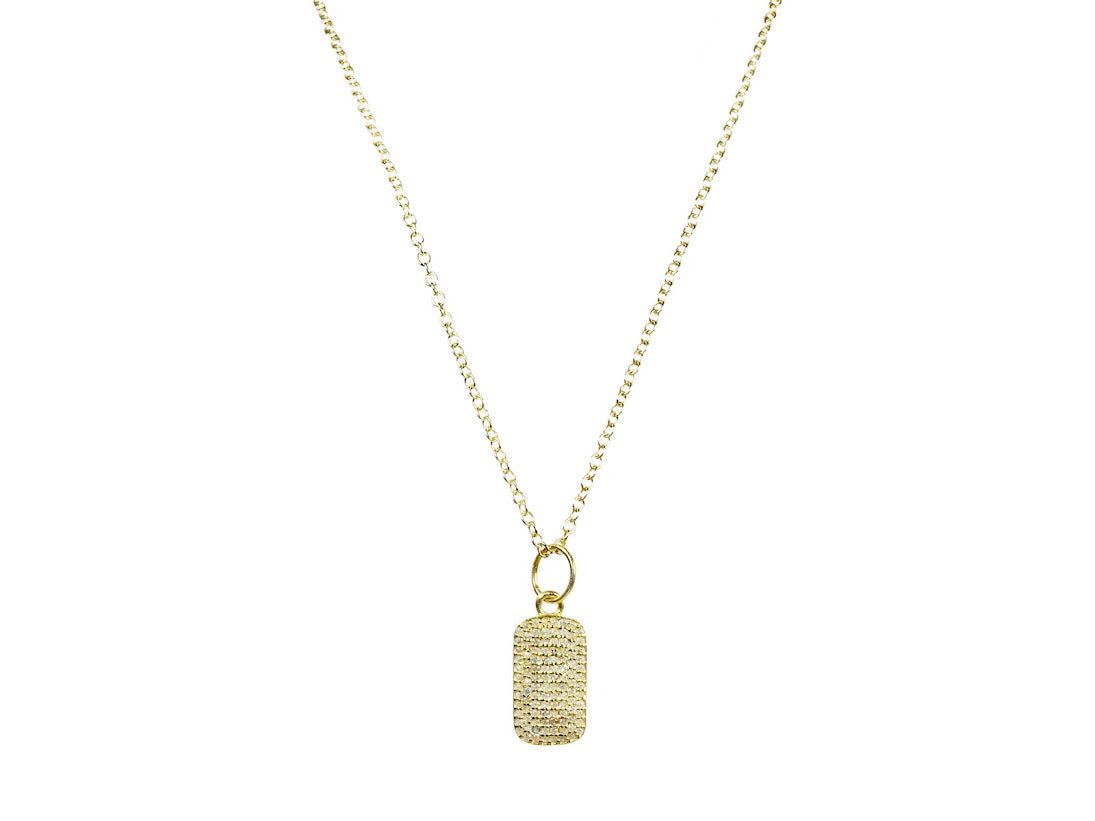 Small Diamond Dog Tag Necklace