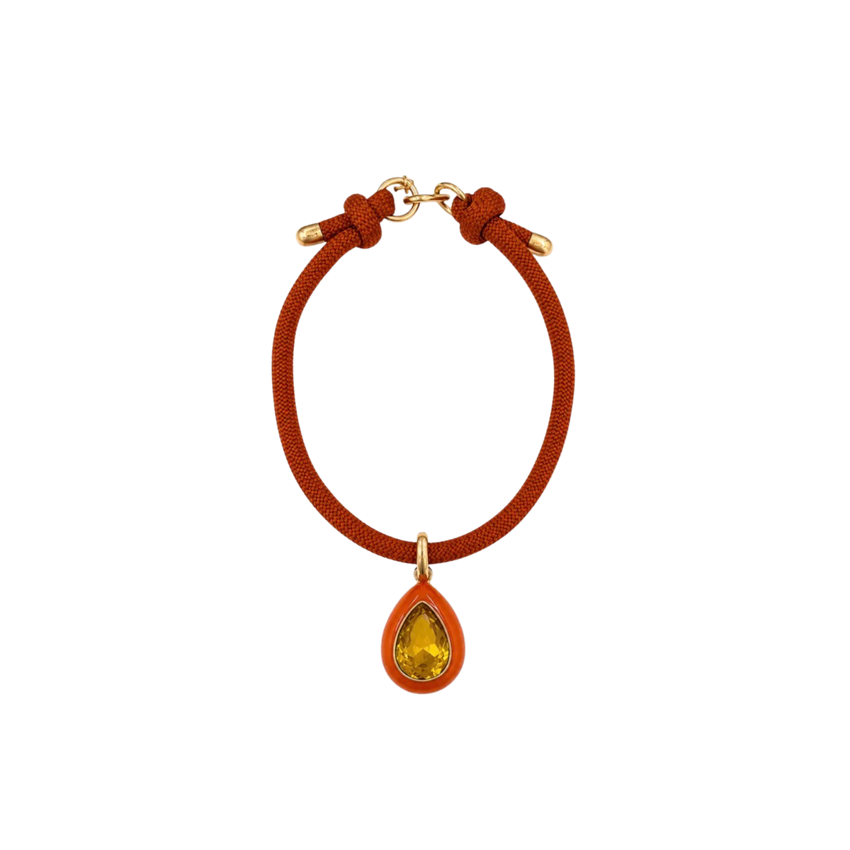 Orange Resin and Topaz Crystal Drop Necklace